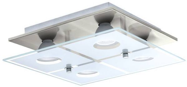 Eglo 75341 Deckenleuchte CABO-SD Stahl nickel-matt, chrom GU10-LED 4X5W L:29cm B:29cm H:9cm 3-Stufen dimmbar