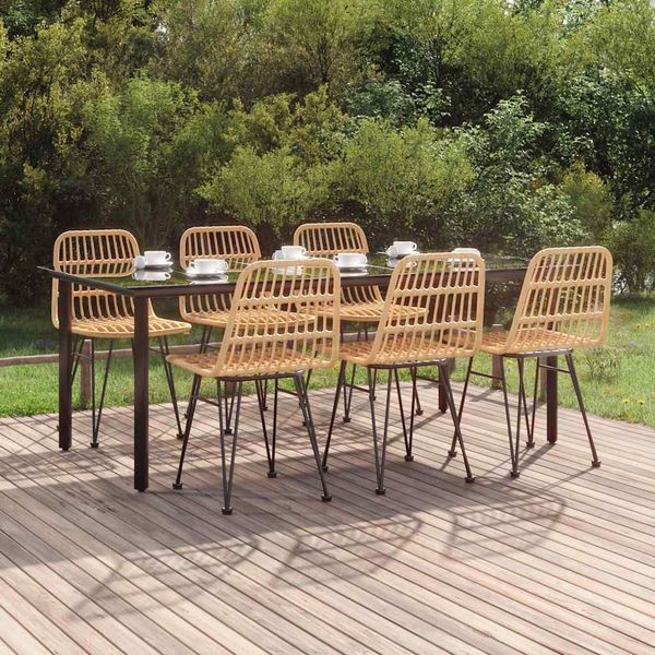 vidaXL 7-tlg. Garten-Essgruppe Poly Rattan 3157892