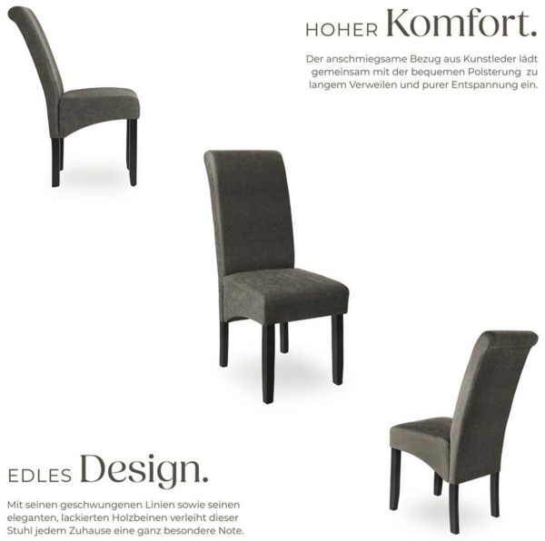 tectake Esszimmerstuhl Küchenstuhl, ergonomisch, massives Hartholz (Set, 4 St), Ergonomische Form für besten Sitzkomfort auch über längeren Zeitraum Bild 2