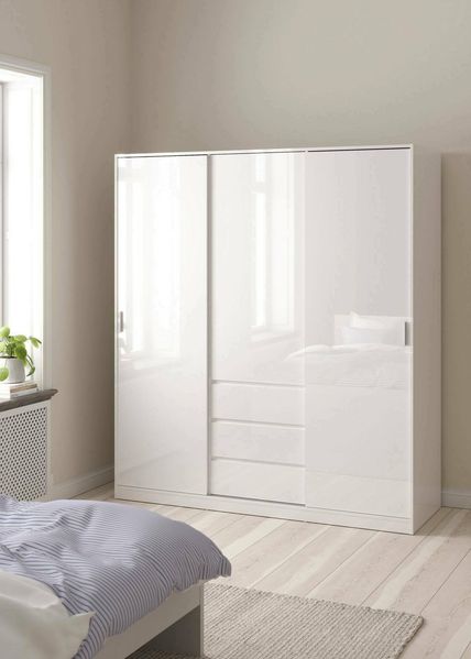 Dmora - Kleiderschrank 3 Türen Delphine, Schlafzimmermöbel, Schrank, Garderobe, 177x60 h200 cm, Weiß