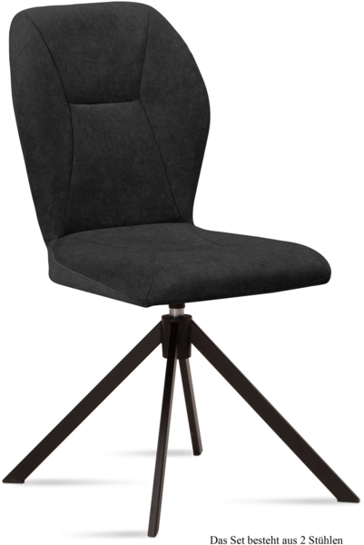 Esszimmerstuhl drehbar (2er-Set) Denyse 51x92x60 Schwarz/Anthrazit
