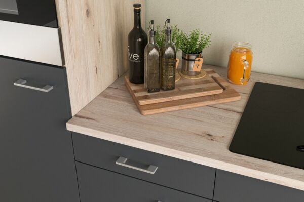 Flex-Well Unterschrank Küchenunterschrank - 30 cm breit - Basaltgrau Matt San Remo Eiche – Mo