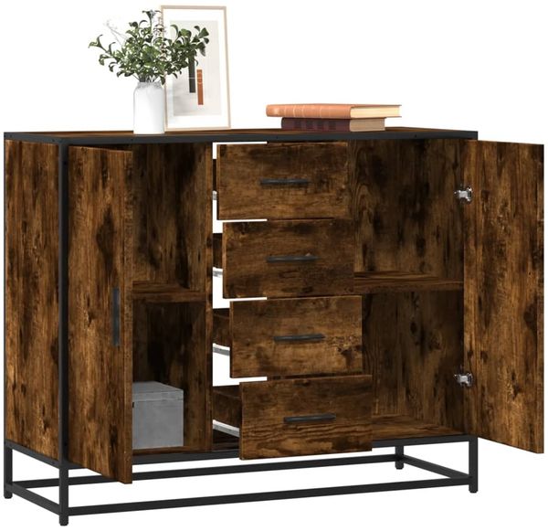 vidaXL Sideboard Räuchereiche 92x35x76 cm Holzwerkstoff 3300827