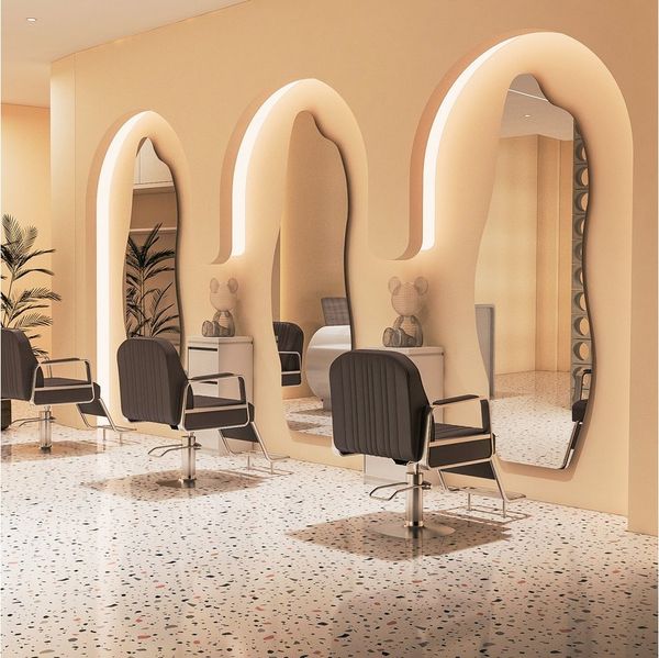WDWRITTI Wandspiegel Friseurspiegel groß für Hairsalon Friseurladen Hotel Wohnzimmer 165x60 (Ganzkörperspiegel Modern, 1-St, rahmenlos), 5mm HD Umweltfreundlicher Spiegel mit Splitterschutzfolie