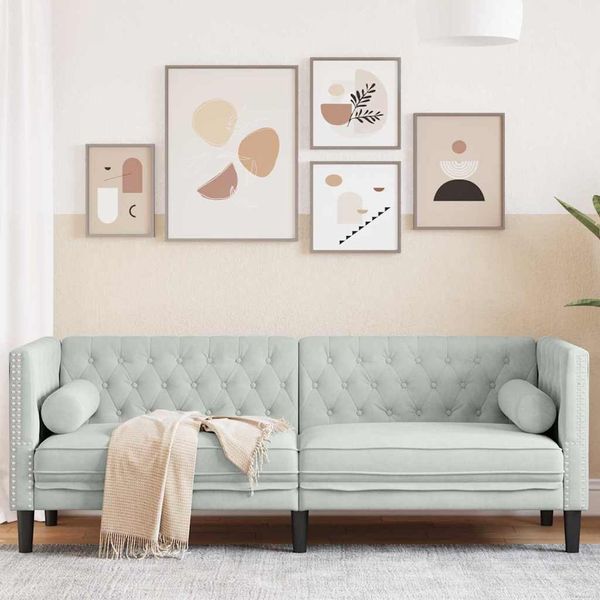 vidaXL Sofa Hellgrau 194 x 74,5 x 70,5 cm Samt 42013022