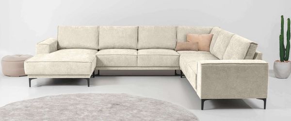 OTTO home Wohnlandschaft OLAND U-Form, XXL, B: 342 cm, Skandi-Design, Skandi-Design in Struktur, Flachgewebe, Luxus-Microfaser, Boucle