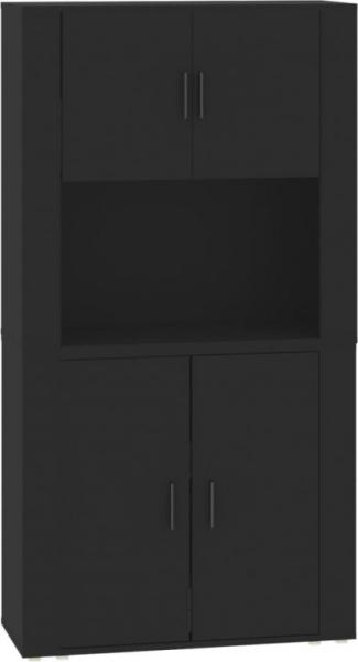 Highboard Schwarz Holzwerkstoff (Farbe: Schwarz)