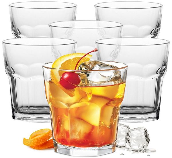 KONZEPT Glas Trinkgläser Set 240ml 6/12 Stk. Wassergläser Stapelbar, 6-tlg, perfekt für den Alltag, Ideal für Cocktails, Saft, Rotwein, Milch