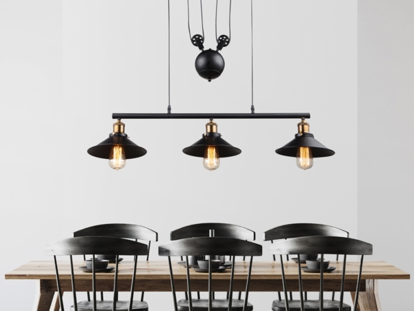 LED Zugpendelleuchte 3-flammig höhenverstellbar bis 180cm lang, Breite 92cm