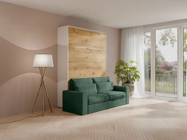 Vente-unique - RAPILI Bett Holz, Platte BeigeWeiß - B 133 cm239,2 cm x H 225,2 cm x L 200 cm