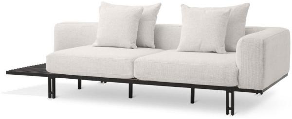 Casa Padrino Luxus Sofa Creme / Bronze 233x104 x H. 60,5 cm - Modernes Wohnzimmer Sofa Rechte Seite - Hotel Sofa - Luxus Qualität