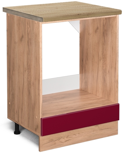 Herdumbauschrank R-Line Rot Hochglanz 60 cm , AP Eiche Vicco