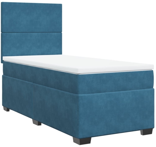 vidaXL Boxspringbett mit Matratze Blau 90x190 cm Samt 3293084 Bild 4