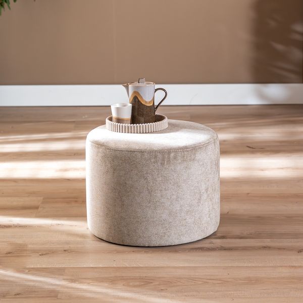 Bronx71 Hocker Myles Stoff rund taupe