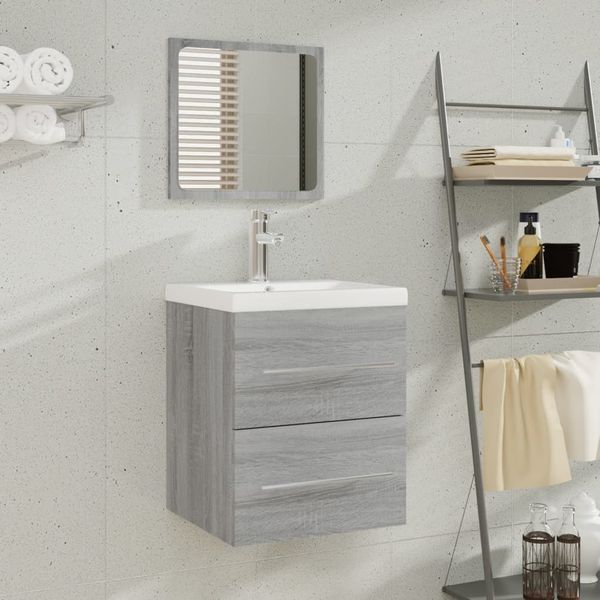 vidaXL Waschbeckenschrank mit Einbaubecken Grau Sonoma Holzwerkstoff 3114169