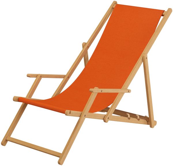 Gartenliege terracotta Liegestuhl Sonnenliege Kissen Strandstuhl Deckchair Buche 10-309 N KH