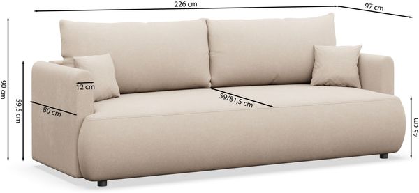 Selsey 'Ovo Mini' 3-Sitzer Schlafsofa mit Bettkasten, Chenille Easy-Clean, dunkelgrau Bild 5