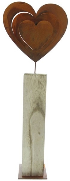 Holzsäule "Rostherz" Standdeko Tischdeko Skulptur Holz Objekt Wohnzimmerdeko Bild 4