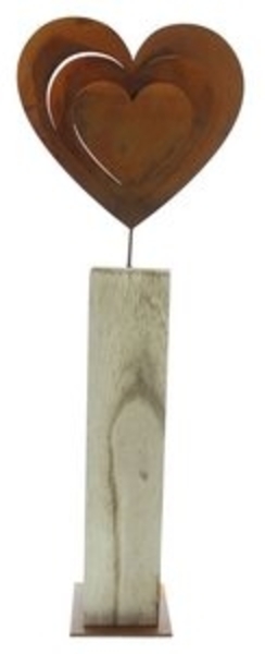 Holzsäule "Rostherz" Standdeko Tischdeko Skulptur Holz Objekt Wohnzimmerdeko Bild 6