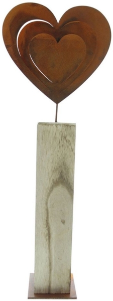 Holzsäule "Rostherz" Standdeko Tischdeko Skulptur Holz Objekt Wohnzimmerdeko Bild 1