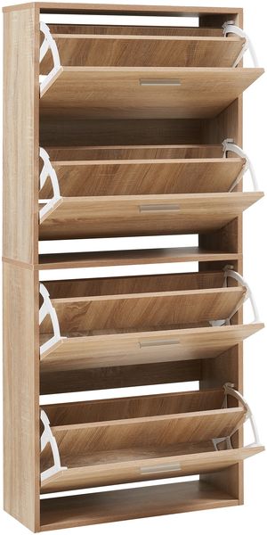 Schuhschrank Sykkylven 134x60x24 cm mit 4 Klappen Sonoma-Eiche [en. casa] Bild 4