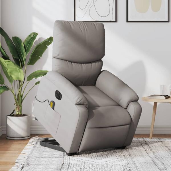 vidaXL Elektrischer Massagesessel mit Aufstehhilfe Taupe Stoff 3204868