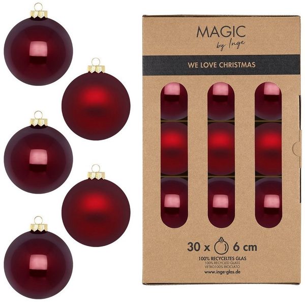 MAGIC by Inge Weihnachtsbaumkugel, Weihnachtskugeln Glas 6cm 30 Stück - Smooth Port