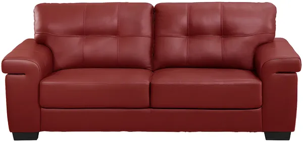 Vente-unique - HAZEL Couchgarnitur Leder Rot - B 93 cm x H 89 cm x L 161 cm207 cm