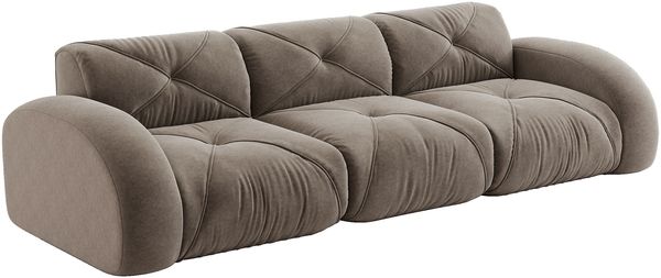 Flieks Modulares Sofa 3-Sitzer, Cloud Sofa mit runden Armlehnen, Chenille weich, rahmenlos bodennah, Lounge Sofa, Braun Bild 10