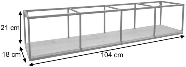 Wandregal HWC-Q81, Hängeregal Regal Holzregal Schweberegal, Industrial Shabby Tanne Holz Metall 21 x 104 x 18 cm Bild 3