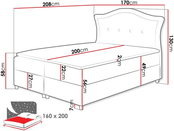 Boxspringbett Bedran, Blau, 160x200 cm Bild 4
