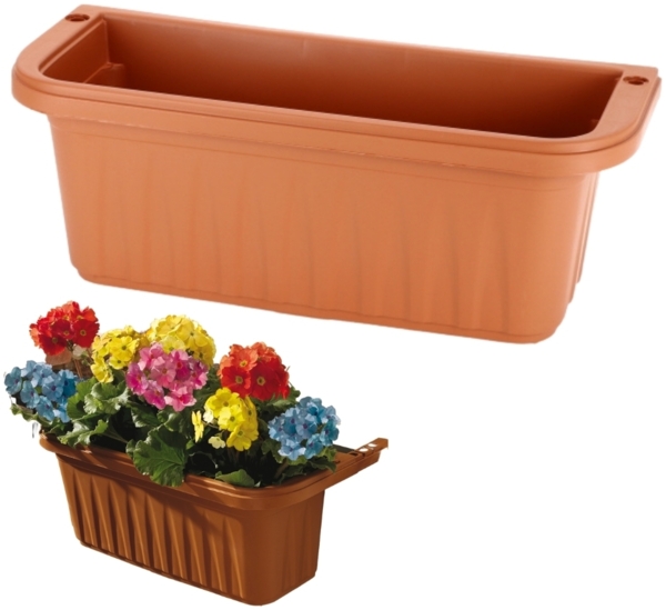 Blumenkasten Balkongeländer Balkon Blumenkasten Balkonkasten mit Halterung Balkonkasten Geländerkasten Balkonkasten mit Wasserspeicher terracotta 50 cm