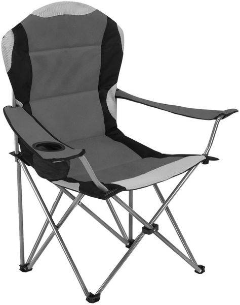 Campingstuhl DORIAN 4er Set mit Getränkehalter - Kunststoff Grau-Schwarz 106x60x92cm | Faltsessel Klappstuhl Festivalstuhl