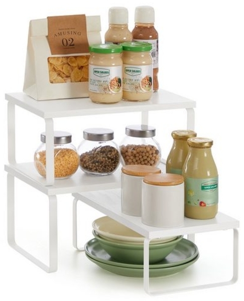 Songmics Gewürzregal, 3er Set, stapelbar, erweiterbar, Metall / Holzspanplatte weiß