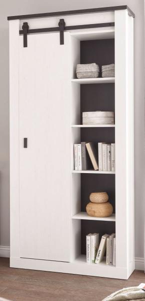 Aktenschrank Stove in weiß Pinie und anthrazit Landhaus 93 x 201 cm