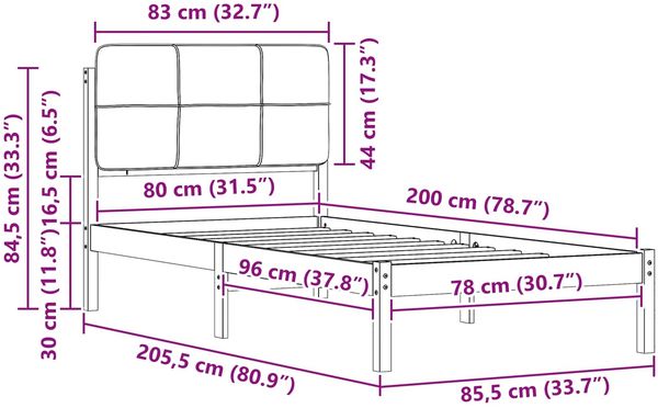 vidaXL Bettgestell mit gepolstertem Kopfteil Taupe 80 x 200 cm 878012 Bild 11