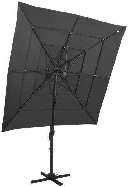 vidaXL Sonnenschirm mit Aluminium-Mast 4-lagig Anthrazit 250x250 cm 313822