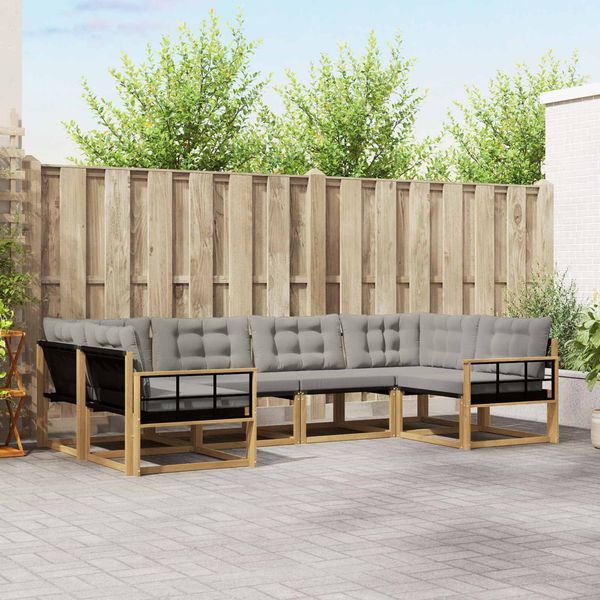 vidaXL Outdoor-Sofagarnitur mit Kissen 6 pcs Weiß und Hellgrau 3389025