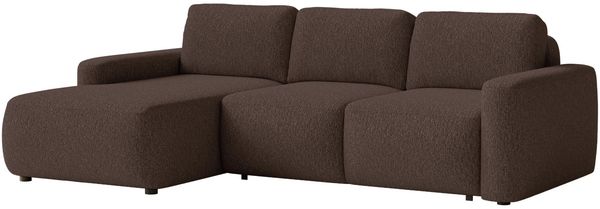 Selsey 'Carnos Mini' Ecksofa mit Schlaffunktion, Ottomane links, Chenille Braun