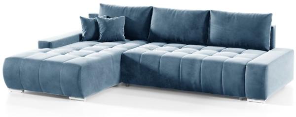 Ecksofa Sofa mit Schlaffunktion VOGAR Stoff Monolith Graublau Ottomane Links