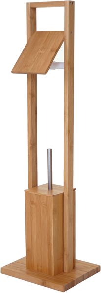 WC-Papierhalter HWC-B18, Klopapierhalter Toilettenrollenhalter Toilettenbürste, Bambus