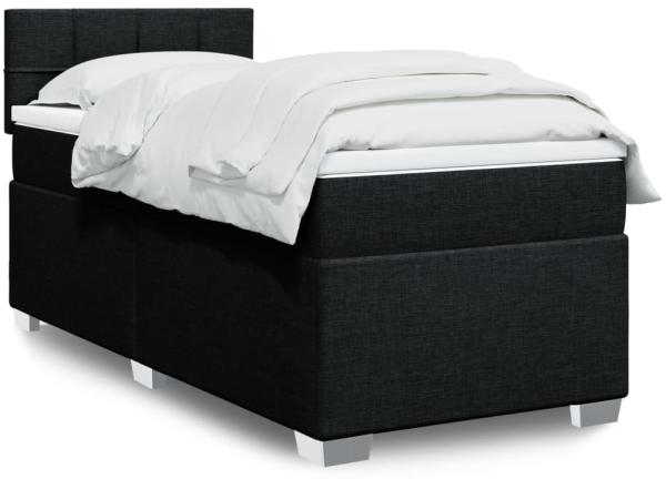 Boxspringbett mit Matratze, Stoff, Viereckige, grauer Fuß, Schwarz, 100x200 cm, true