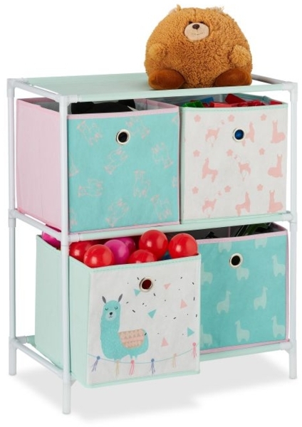 Relaxdays 'Lama' Kinderregal mit 4 Boxen