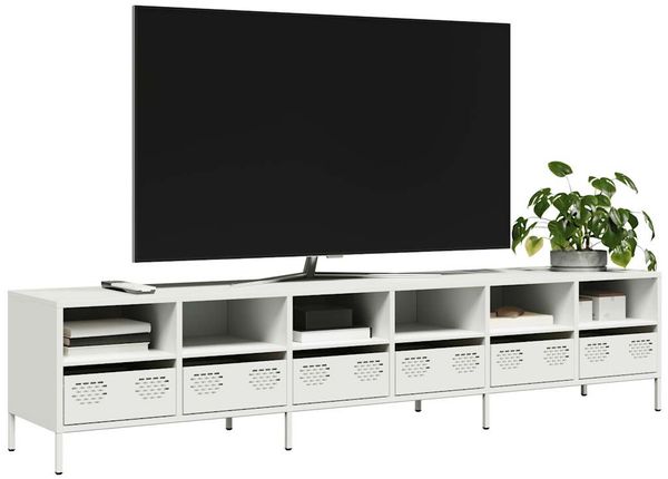 vidaXL TV-Schrank Weiß 202x39x43,5 cm Kaltgewalzter Stahl 3307160