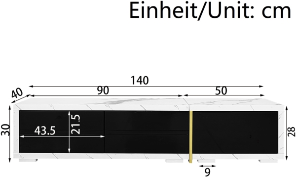 Moderner TV-Schrank mit variabler Länge,260×40×30 cm,Weiße + Schwarz,modernes Design, viel Stauraum Bild 4
