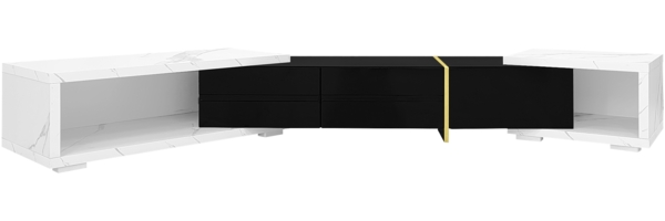 Moderner TV-Schrank mit variabler Länge,260×40×30 cm,Weiße + Schwarz,modernes Design, viel Stauraum Bild 7