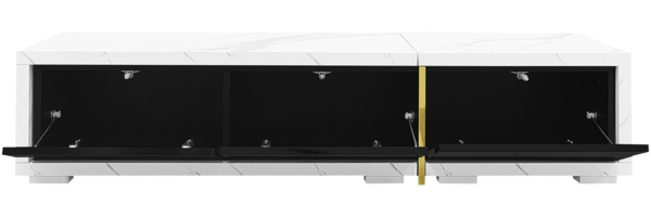 Moderner TV-Schrank mit variabler Länge,260×40×30 cm,Weiße + Schwarz,modernes Design, viel Stauraum Bild 3