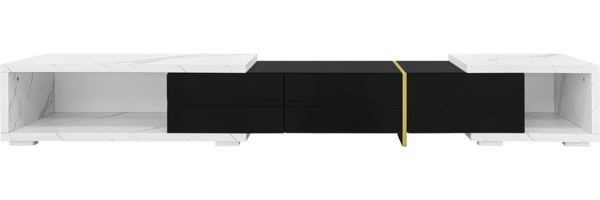 Moderner TV-Schrank mit variabler Länge,260×40×30 cm,Weiße + Schwarz,modernes Design, viel Stauraum Bild 5