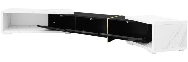 Moderner TV-Schrank mit variabler Länge,260×40×30 cm,Weiße + Schwarz,modernes Design, viel Stauraum Bild 9
