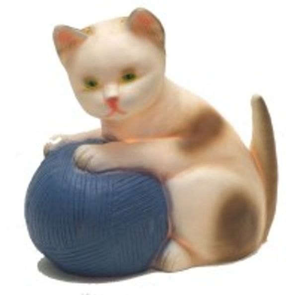 Nachtlicht Katze mit Wolle, blaue Wolle